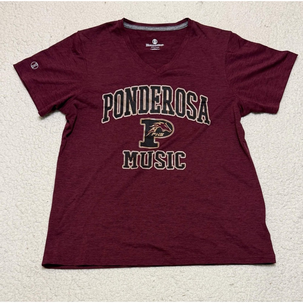 Holloway Womens Ponderosa PHS Music Graphic Tee V-Neck Burgundy T-Shirt Size L
